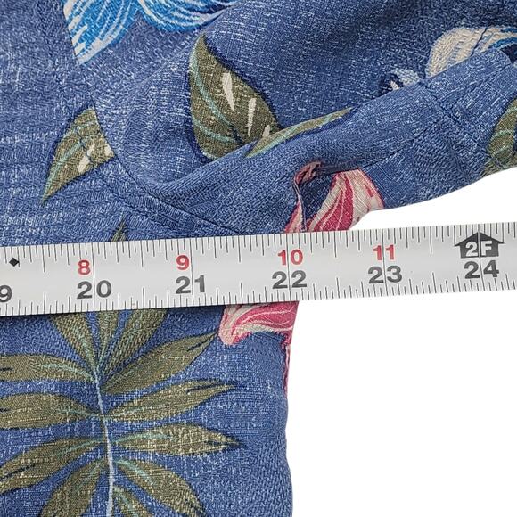 Tommy Bahama Silk Shirt Blue Hibiscus Short Sleeve Hawaiian Floral Mens M - Picture 10 of 11